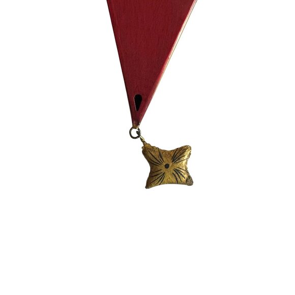 Pair Of Southern Living Red Metal Wall Sconces With Gold Star Accents & Hanging - Picture 8 of 9